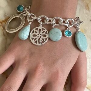 925 sterling Silver and Blue Charm Bracelet​